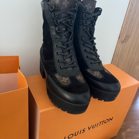 Louis Vuitton Black and Brown Combat Boots - Picture 2 of 5